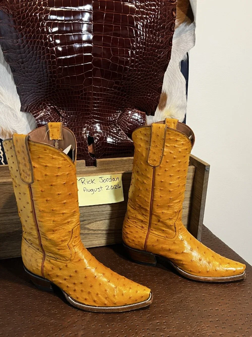 Full Custom Butter Scotch Full Quill Ostrich Cowboy Boots in Men's Size 11D